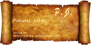 Pataky Jolán névjegykártya