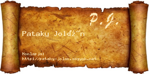 Pataky Jolán névjegykártya